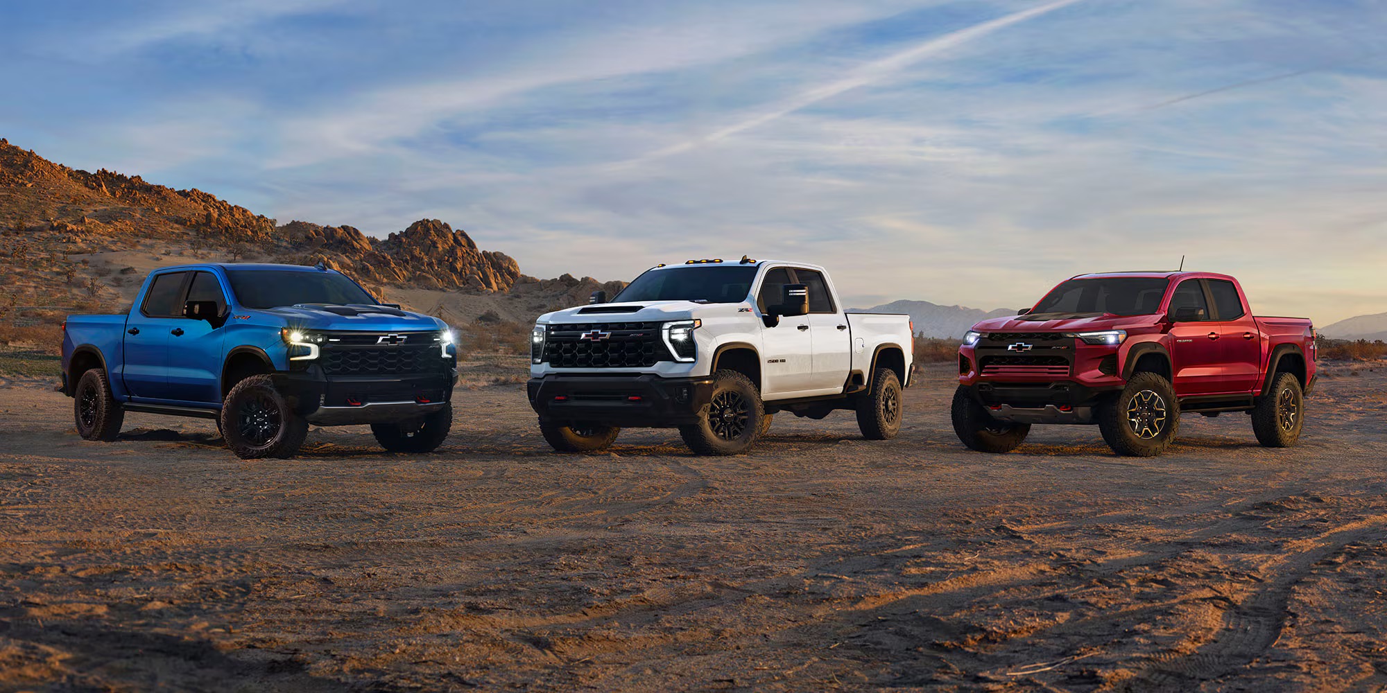 Three 2025 Chevy trucks from Lou Bachrodt Chevrolet